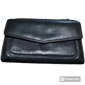 Fossil Genuine Leather Wallet, Black Size L7.5” X W5”
